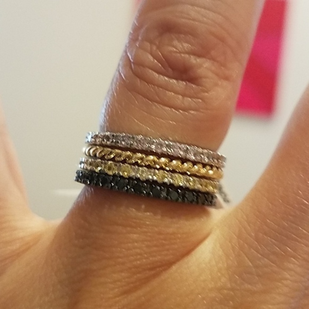 925 Sterling silver Pink CZ Eternity Band size 6